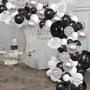 YANSION Black Silver White Confetti Balloons Arch Kit, 12in Latex Balloons Garland Arches Kit for Birthday, Wedding, Anniversary, Celebrations Party Decoration
